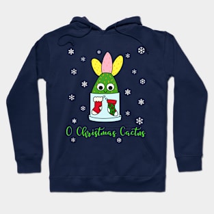 O Christmas Cactus - Hybrid Cactus In Christmas Themed Pot Hoodie